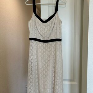 LOFT Cream Midi Sundress with Spaghetti Straps, Size 6
